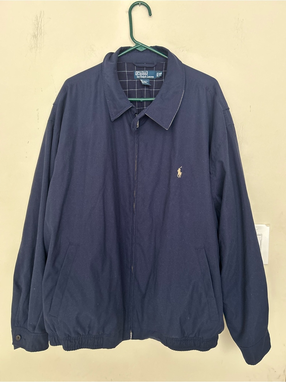 Vintage Polo Ralph Lauren Harrington Jacket Mens Navy Lined Full Zip 90s. Sz 3XL